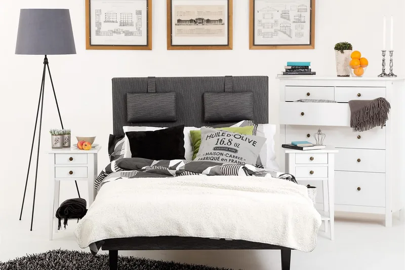 Viken Bas Rammeseng 120X200Cm - Grå, Ben Valnøtt - Møbler - Senger - Enkeltsenger