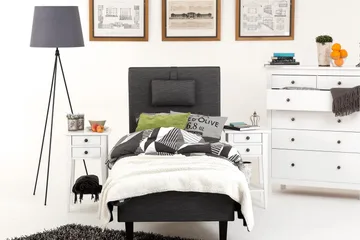 Viken Bas Rammeseng 80X200Cm - Grå, Konisk Eikeben - Møbler - Senger - Enkeltsenger