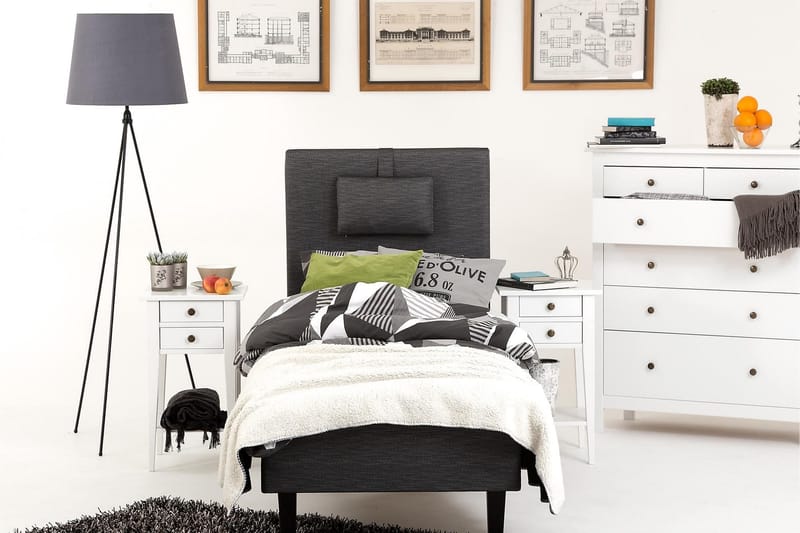 Viken Bas Rammeseng 80X200Cm - Grå, Konisk Eikeben - Møbler - Senger - Enkeltsenger