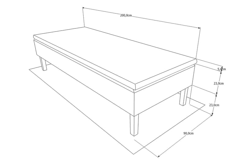 Viken Bas Rammeseng 80X200Cm - Grå, Konisk Svarte Ben - Møbler - Senger - Enkeltsenger