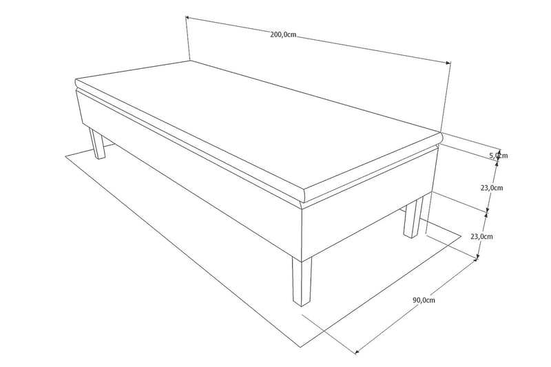 Viken Bas Rammeseng 80X200Cm - Grå|Ben Valnøtt - Rammeseng - Enkeltsenger