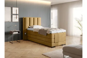 Banti Justerbar Kontinentalseng 90x200 cm - Gul - Møbler - Senger - Regulerbare senger