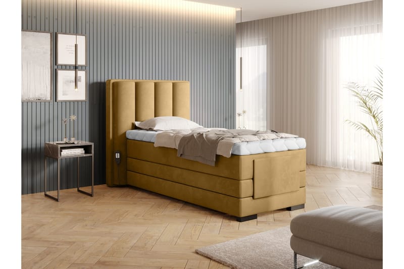 Banti Justerbar Kontinentalseng 90x200 cm - Gul - Møbler - Senger - Regulerbare senger