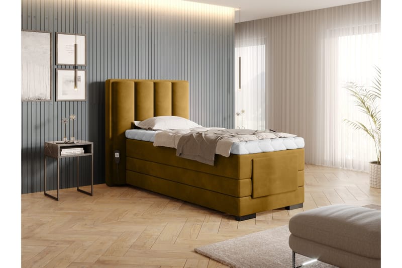 Banti Justerbar Kontinentalseng 90x200 cm - Gul - Møbler - Senger - Regulerbare senger