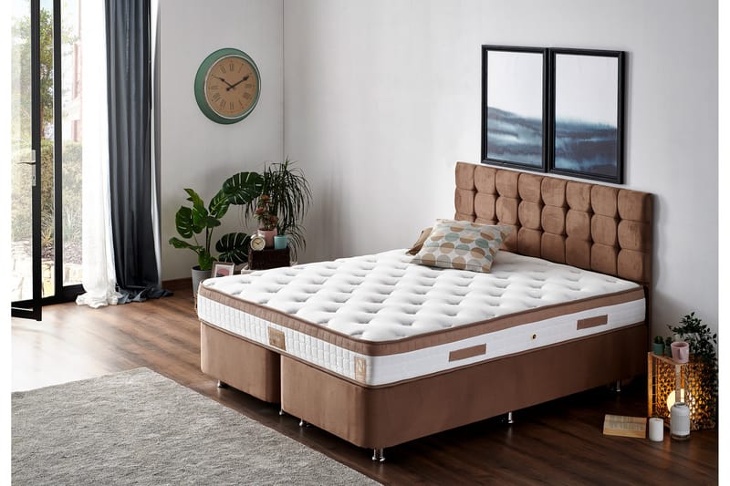 Kontinentalseng Dubbel Pylpio 150x200 cm - Lysebrun - Møbler - Senger - Regulerbare senger