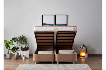 Kontinentalseng Dubbel Pylpio 150x200 cm - Lysebrun - Møbler - Senger - Regulerbare senger