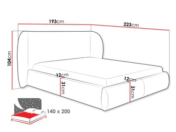 Riona Sengeramme 140 x 200 cm - Beige - Møbler - Senger - Senger med oppbevaring