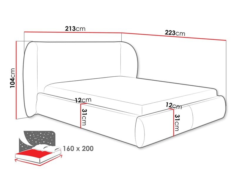 Riona sengeramme 160x200 cm - Hvit - Møbler - Senger - Senger med oppbevaring