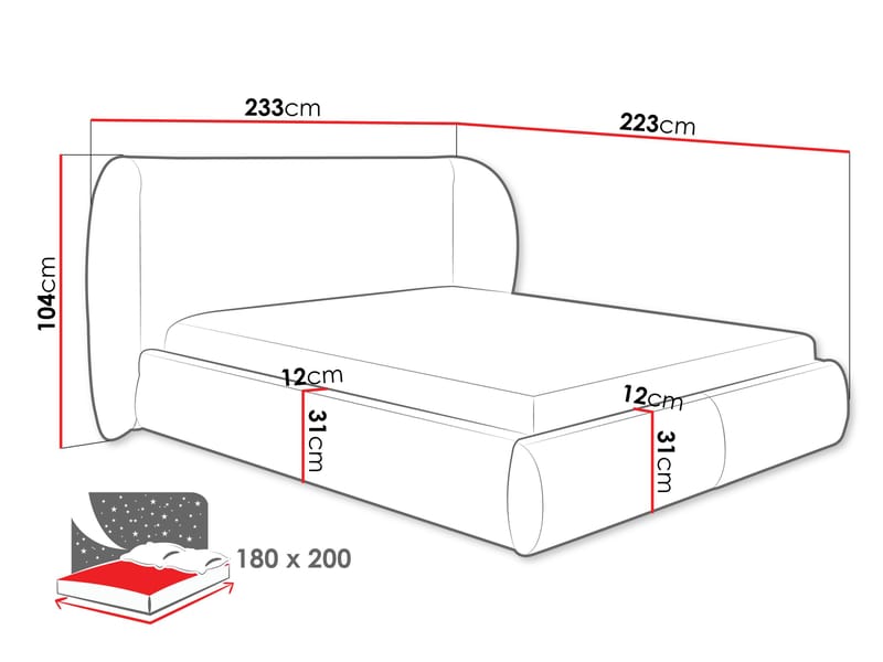 Riona sengeramme 180x200 cm - Lys beige - Møbler - Senger - Senger med oppbevaring