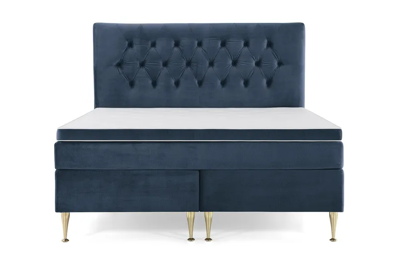 Royal Velvet komplett sengepakke 160x200 cm, Mørkeblå med høye gullben