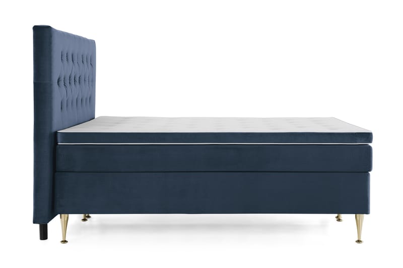 Royal Velvet komplett sengepakke 160x200 cm - Mørkeblå med høye gullben - Møbler - Senger - Kontinentalsenger