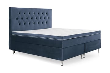 Royal Velvet komplett sengepakke 160x200 cm - Mørkeblå med lave sølvben - Møbler - Senger - Kontinentalsenger