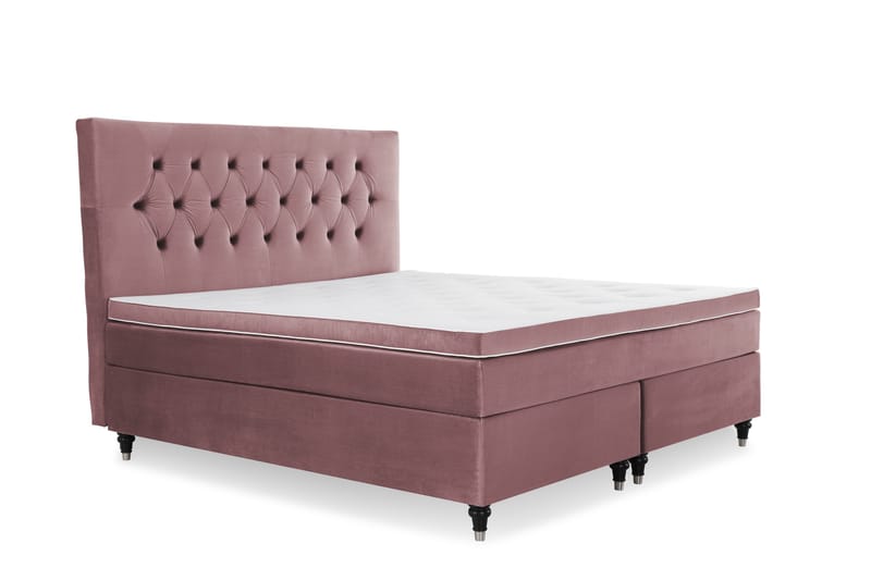 Royal Velvet komplett sengepakke 160x200 cm - Rosa med dreide ben - Møbler - Senger - Kontinentalsenger