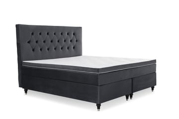 Royal Velvet Komplett Sengepakke 160x200 cm - Svart Fløyel/Dreide Ben - Møbler - Senger - Kontinentalsenger