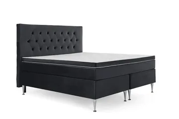 Royal Velvet komplett sengepakke 160x200 cm - Svart med høye sølvben - Møbler - Senger - Kontinentalsenger