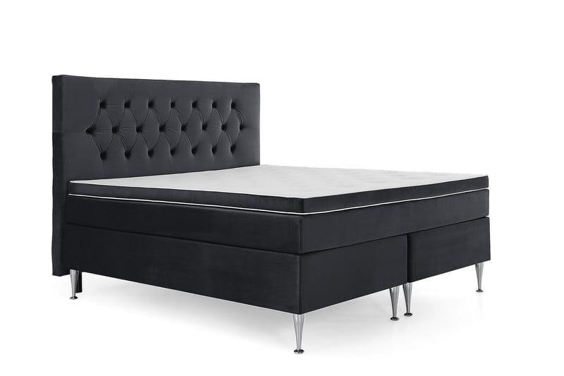 Royal Velvet komplett sengepakke 160x200 cm - Svart med høye sølvben - Møbler - Senger - Kontinentalsenger