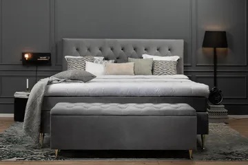 Royal Velvet Komplett Sengepakke 180x200 cm - Lysegrå Fløyel/Lave Rosében - Møbler - Senger - Kontinentalsenger