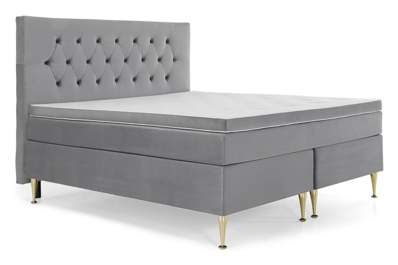 Royal Velvet komplett sengepakke 180x200 cm - Lysegrå med høye gullben - Møbler - Senger - Kontinentalsenger
