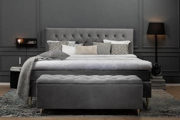 Royal Velvet komplett sengepakke 180x200 cm - Lysegrå med høye sølvfargede ben - Møbler - Senger - Kontinentalsenger