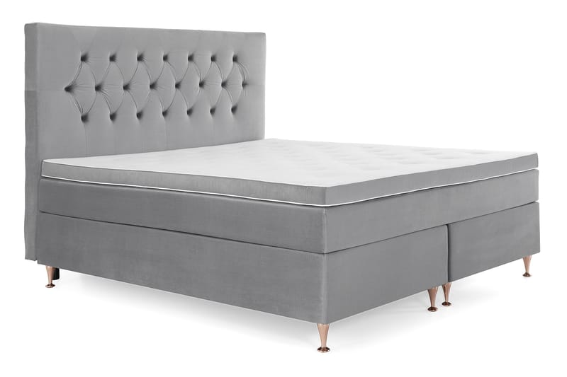 Royal Velvet komplett sengepakke 180x200 cm - Lysegrå med lave rosében - Møbler - Senger - Kontinentalsenger