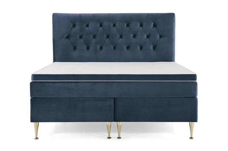Royal Velvet komplett sengepakke 180x200 cm, Mørkeblå med høye gullben