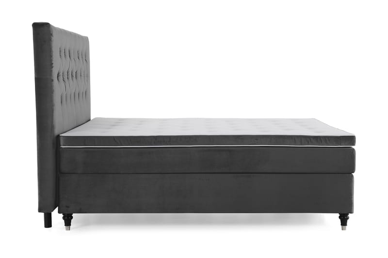 Royal Velvet komplett sengepakke 210x210 cm - Mørkegrå med dreide ben - Møbler - Senger - Kontinentalsenger