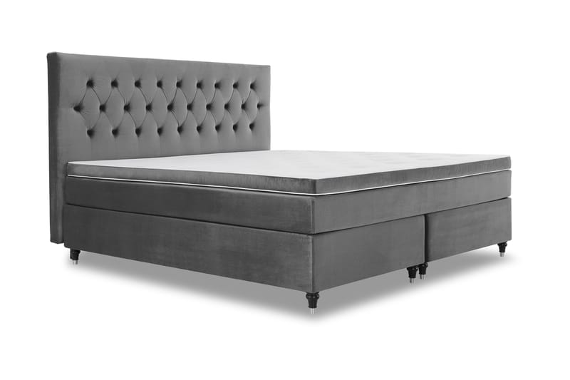 Royal Velvet komplett sengepakke 210x210 cm - Mørkegrå med dreide ben - Møbler - Senger - Kontinentalsenger