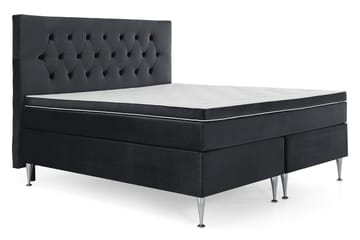 Royal Velvet komplett sengepakke med fløyelsseng 180x200 cm - Svart med høye sølvben - Møbler - Senger - Kontinentalsenger