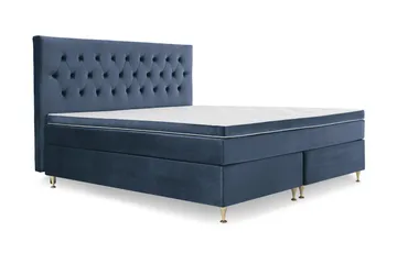 Royal Velvet Kontinentalseng 210x210 cm - Mørkeblå Fløyel/Lave Gullben - Møbler - Senger - Kontinentalsenger