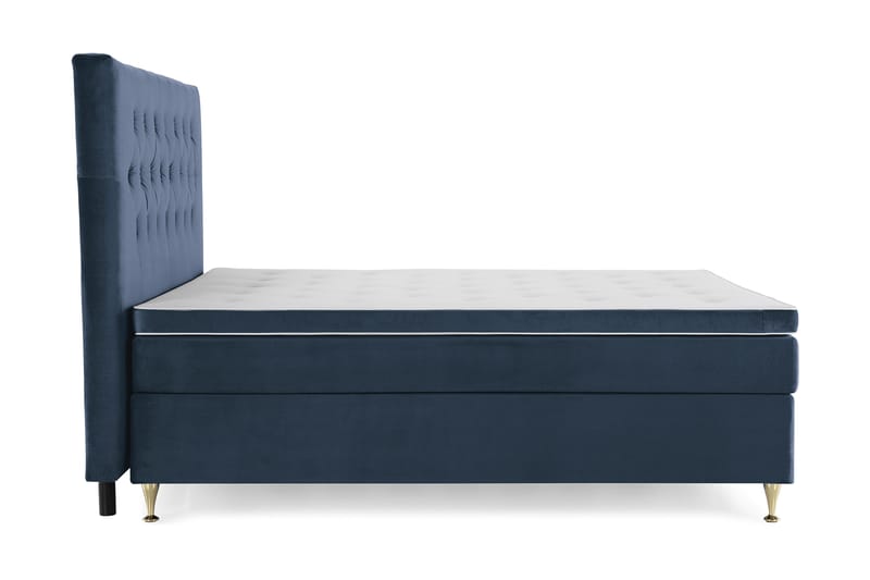 Royal Velvet Kontinentalseng 210x210 cm - Mørkeblå Fløyel/Lave Gullben - Møbler - Senger - Kontinentalsenger