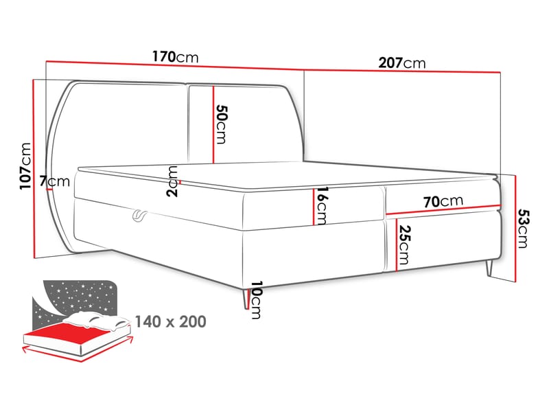 Rynricon Sengepakke Kontinentalseng 140x200 cm - Hvit - Møbler - Senger - Kontinentalsenger