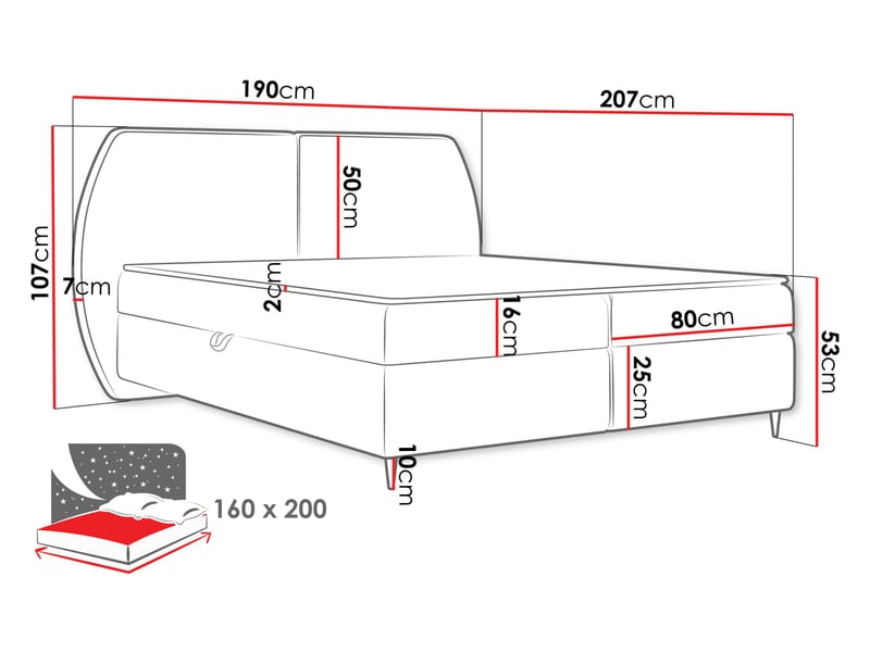 Rynricon Sengepakke Kontinentalseng 160x200 cm - Hvit - Møbler - Senger - Kontinentalsenger