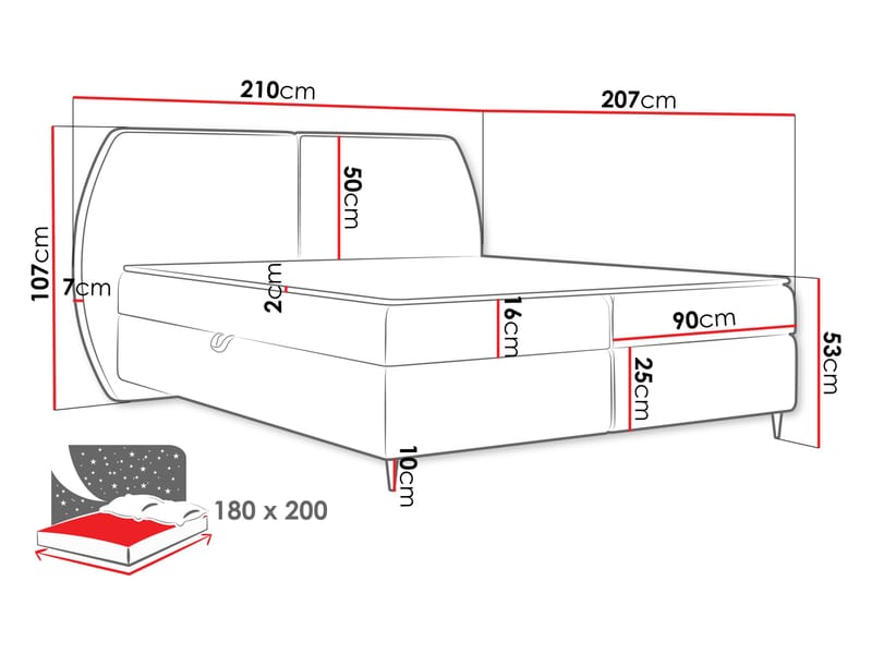 Rynricon Sengepakke Kontinentalseng 180x200 cm - Beige - Møbler - Senger - Kontinentalsenger