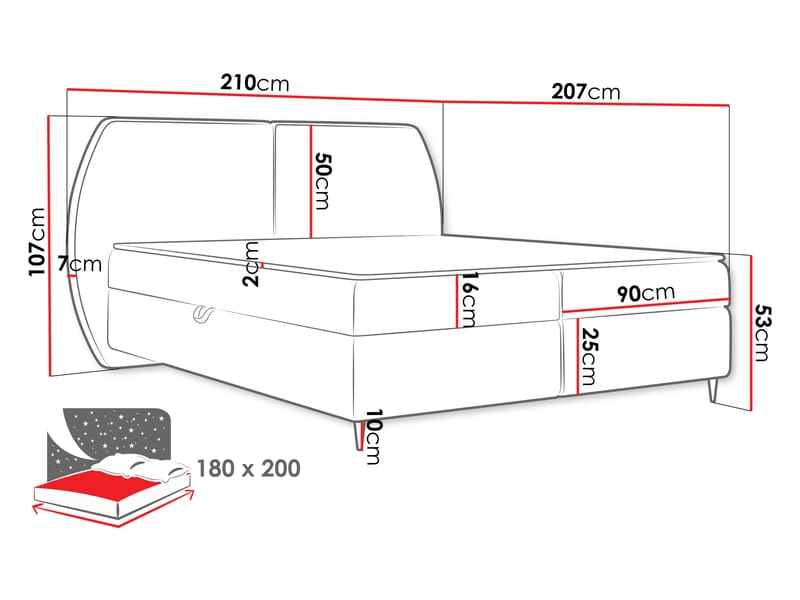 Rynricon Sengepakke Kontinentalseng 180x200 cm - Hvit - Møbler - Senger - Kontinentalsenger