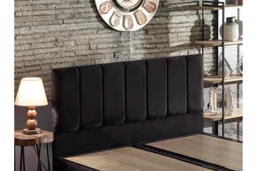 Ryntham Sengeramme Dobbel med Sengegavl 160x200 cm - Svart - M øbler - Senger - Sengeramme & sengestamme