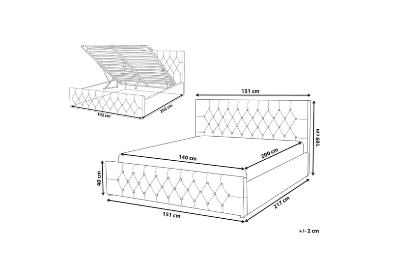 Saleux Sengramme 140x200 cm - Taupe - Møbler - Senger - Senger med oppbevaring