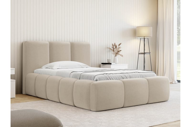 Salvenor Sengeramme med Oppbevaring 90x200 cm - Beige - Møbler - Senger - Sengeramme & sengestamme