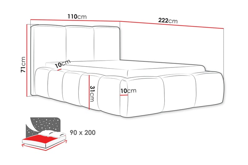 Salvenor Sengeramme med Oppbevaring 90x200 cm - Grå - Møbler - Senger - Sengeramme & sengestamme