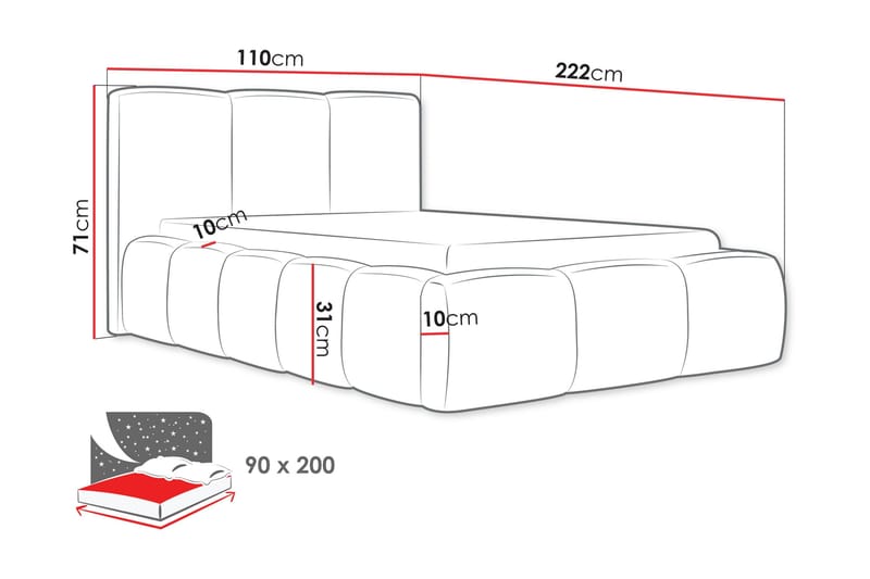 Salvenor Sengeramme med Oppbevaring 90x200 cm - Grønn - Møbler - Senger - Sengeramme & sengestamme