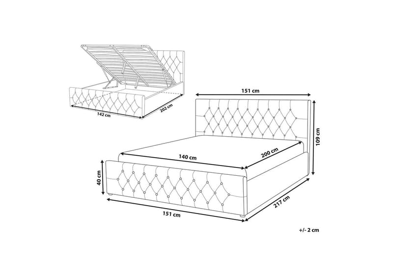 Säng med förvaring Amiens - Beige, Beige, 140x200, 140x200 cm - Møbler - Senger - Senger med oppbevaring