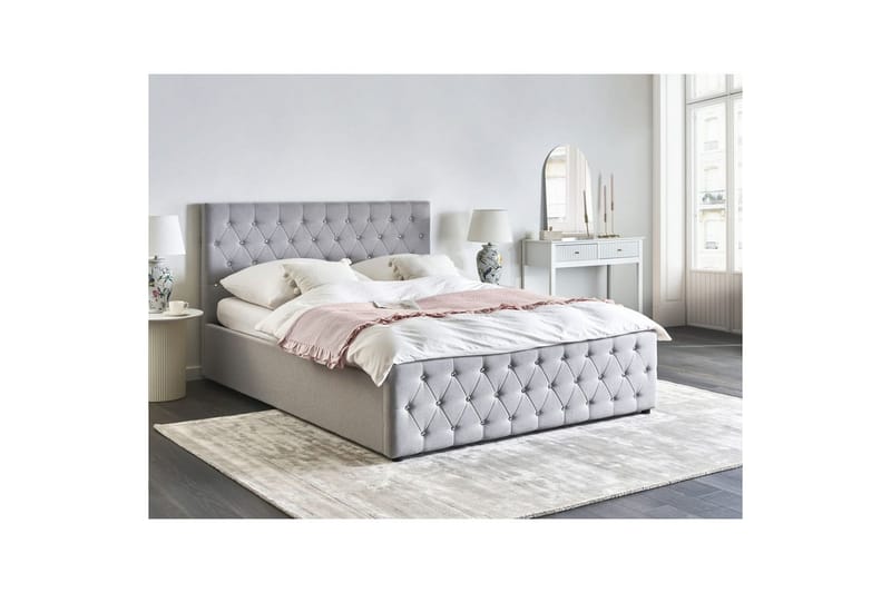 Säng med förvaring Amiens - Lys grå, 160x200 cm - Møbler - Senger - Senger med oppbevaring