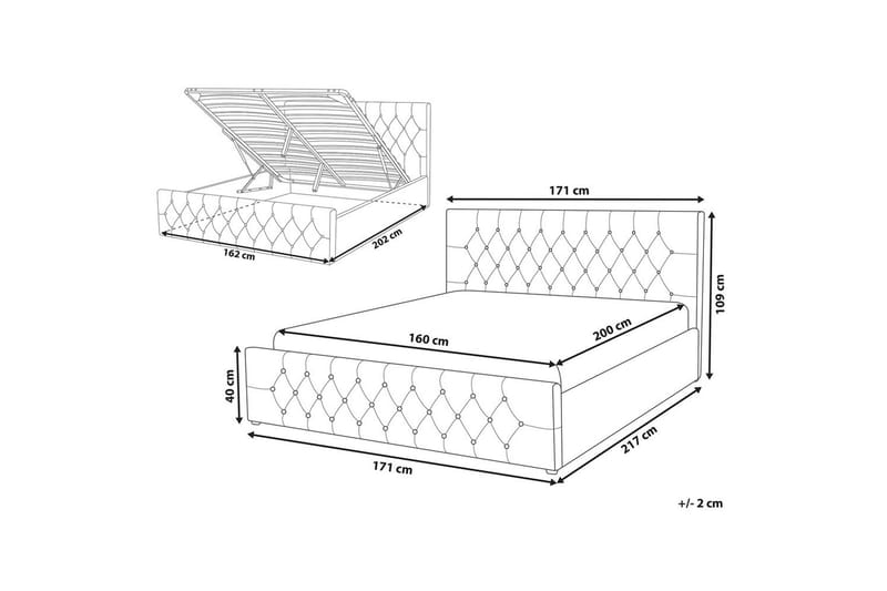 Säng med förvaring Amiens - Lys grå, 160x200 cm - Møbler - Senger - Senger med oppbevaring