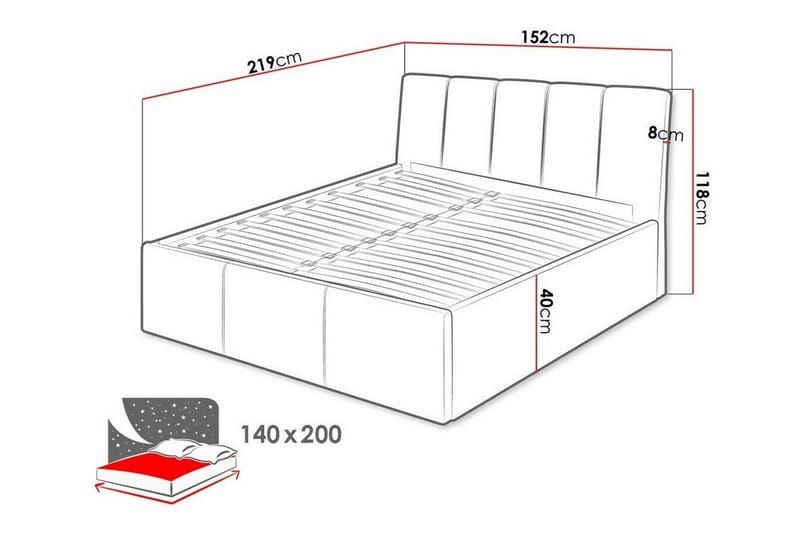 Sängram Aviemore 140x200 cm - Mørkegrå - Sengeramme & sengestamme