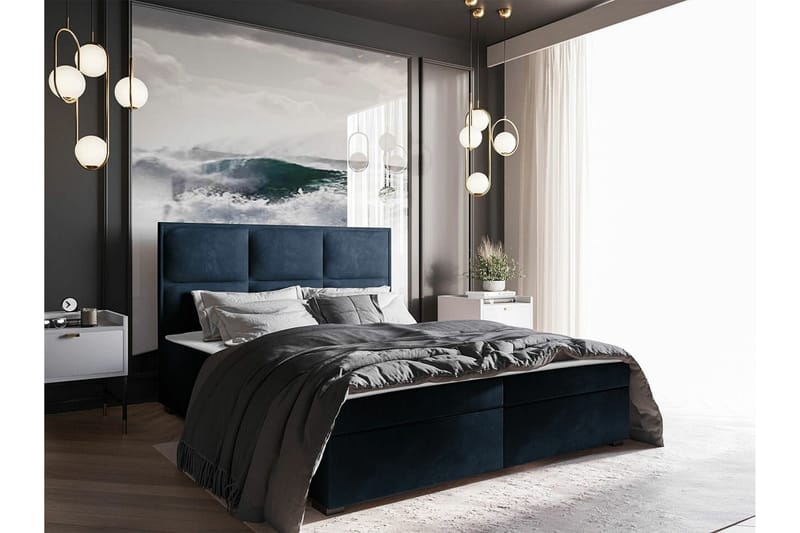 Sängram Bandon 140x200 cm - Mørkeblå - Sengeramme & sengestamme