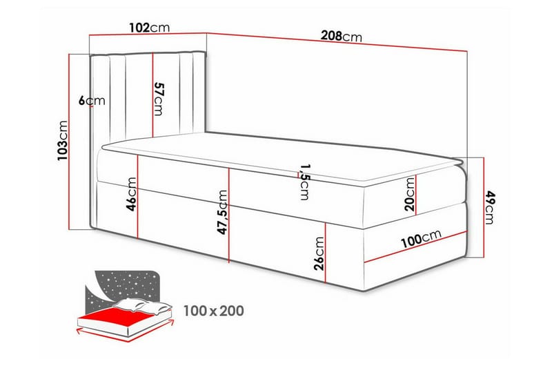 Sängram Betvallen 100x200 cm - Hvit - Sengeramme & sengestamme