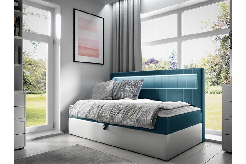Sängram Boisdale 100x200 cm - Blå - Sengeramme & sengestamme