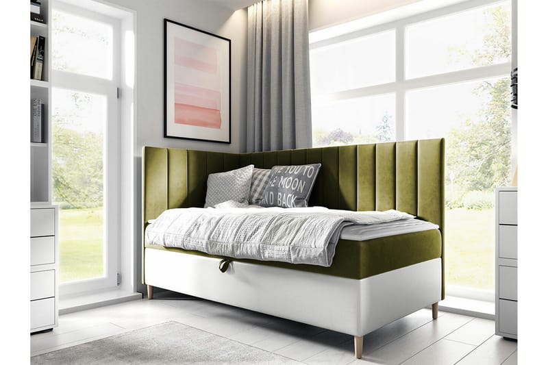 Sängram Boisdale 100x200 cm - Grønn/Hvit - Sengeramme & sengestamme