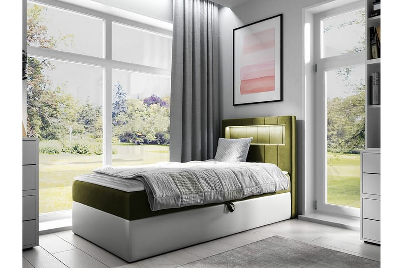 Sängram Boisdale 100x200 cm - Grønn/Hvit - Sengeramme & sengestamme