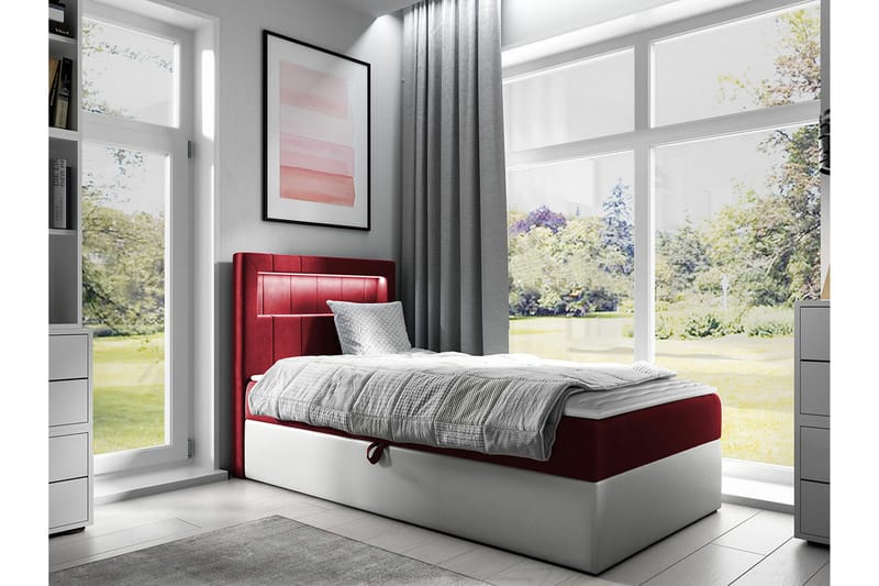 Sängram Boisdale 100x200 cm - Rød/Hvit - Sengeramme & sengestamme