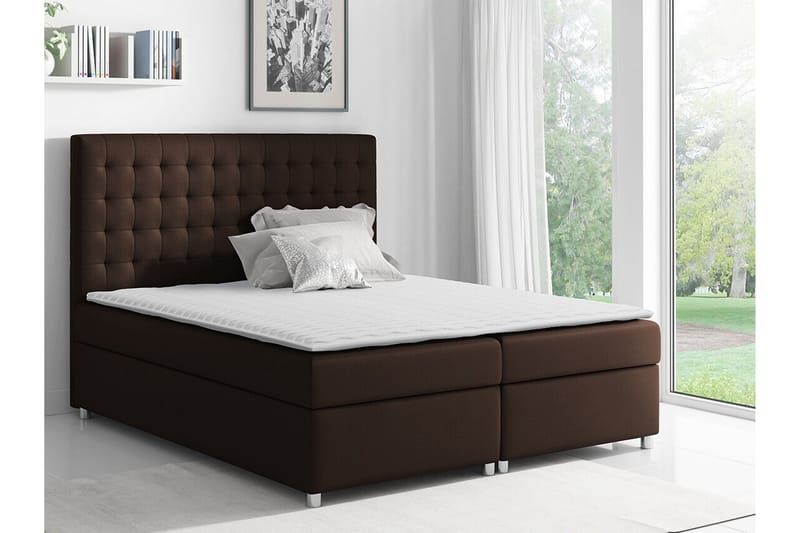 Sängram Boisdale 200x200 cm - Mørkebrun - Sengeramme & sengestamme